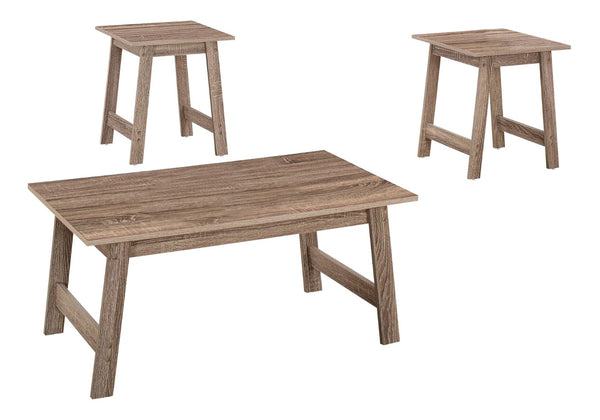 Monarch Specialties Table Set, 3pcs Set, Coffee, End, Side, Accent, Living Room, Brown Laminate, Transitional Dark Taupe Particle Board,Laminate I 7931p