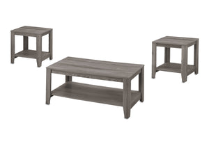 Monarch Specialties Table Set, 3pcs Set, Coffee, End, Side, Accent, Living Room, Grey Laminate, Transitional Grey Particle Board,Laminate I 7991p