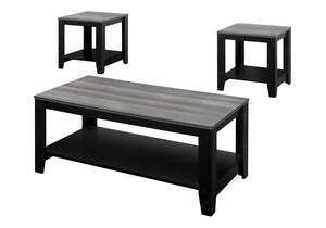 Monarch Specialties Table Set, 3pcs Set, Coffee, End, Side, Accent, Living Room, Black And Grey Laminate, Transitional Black,Grey, Grey Particle Board,Laminate I 7992p