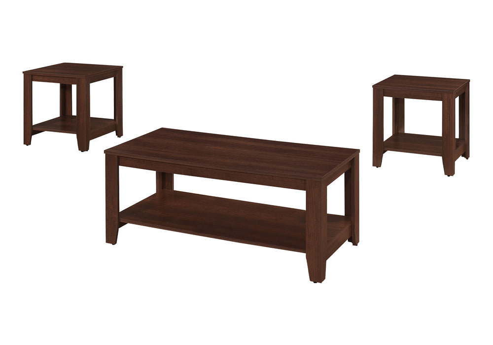 Monarch Specialties Table Set, 3pcs Set, Coffee, End, Side, Accent, Living Room, Brown Laminate, Transitional Cherry Particle Board,Laminate I 7993p