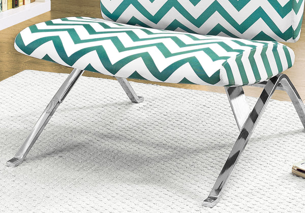 Monarch Specialties Accent Chair, Armless, Fabric, Living Room, Bedroom, Green Fabric, Chrome Metal, Contemporary, Modern Teal Foam,Mdf,Metal,Particle Board,Cotton,Polyester,Polyester Blend I 8136