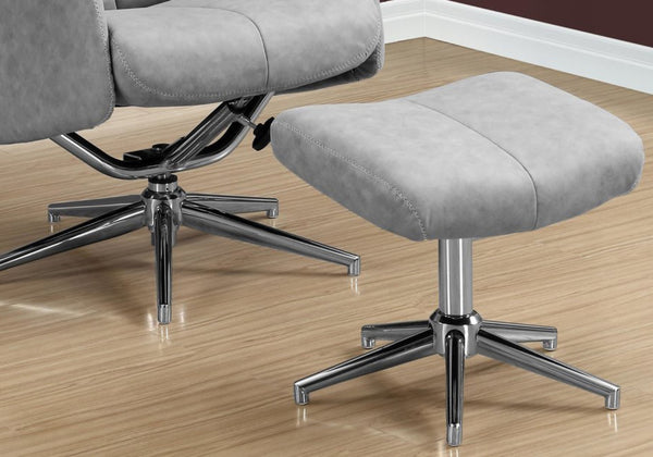 Monarch Specialties Accent Chair, Set Of 2, Recliner, Swivel, Ottoman, Living Room, Bedroom Grey Polyester I 8139