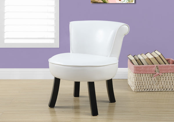 Monarch Specialties Juvenile Chair, Accent, Kids, Upholstered, White Leather Look, Contemporary, Modern White Foam,Solid Wood,Leather,Look I 8155