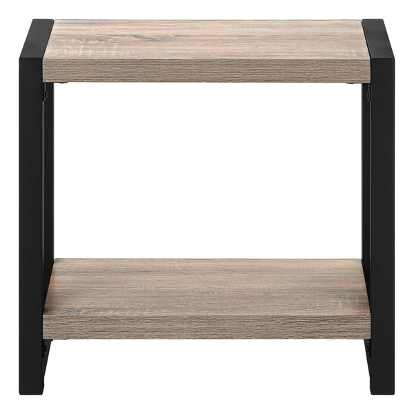 Monarch Specialties Accent Table - Stylish 2-Tier Design with Open Metal Shelf for Functional Storage in Living Room Spaces DARK TAUPE,BLACK 23.75 L x 11.75 W x 22 H I 2083