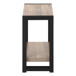 Monarch Specialties Accent Table - Stylish 2-Tier Design with Open Metal Shelf for Functional Storage in Living Room Spaces DARK TAUPE,BLACK 23.75 L x 11.75 W x 22 H I 2083