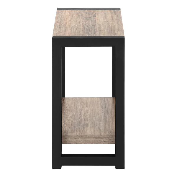 Monarch Specialties Accent Table - Stylish 2-Tier Design with Open Metal Shelf for Functional Storage in Living Room Spaces DARK TAUPE,BLACK 23.75 L x 11.75 W x 22 H I 2083