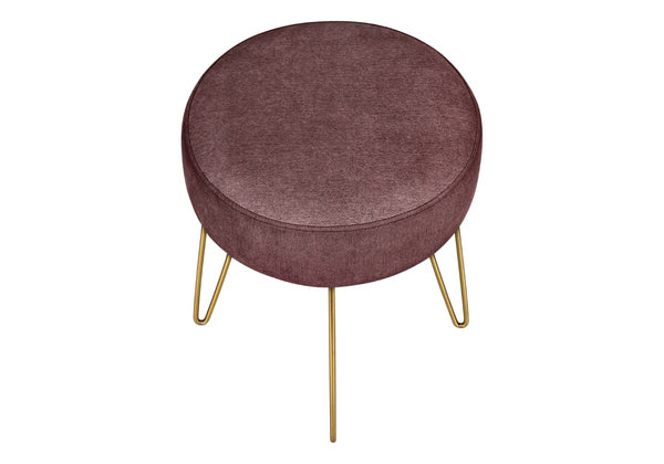 Monarch Specialties Ottoman, Pouf, Footrest, Foot Stool, 14" Round, Pink Fabric, Gold Metal Legs, Contemporary, Modern Gold Foam,Metal,Polyester I 9001