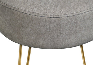 Monarch Specialties Ottoman, Pouf, Footrest, Foot Stool, 14" Round, Grey Fabric, Gold Metal Legs, Contemporary, Modern Grey,Gold, Gold Foam,Metal,Polyester I 9003