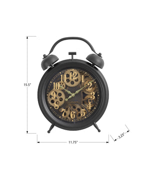 Monarch Specialties Clocks, 12" Round, Gear Mechanism, Table Clock, Brown, Transitional Brown Plastic,Glass,Metal I 9014