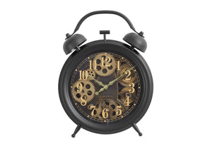Monarch Specialties Clocks, 12" Round, Gear Mechanism, Table Clock, Brown, Transitional Brown Plastic,Glass,Metal I 9014
