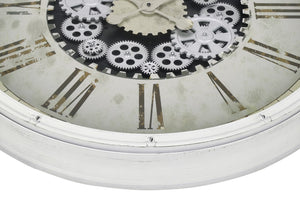 Monarch Specialties Clocks, 30" Round, Gear Mechanism, Large Oversized, Wall Clock, White, Transitional White Plastic,Glass,Metal I 9033