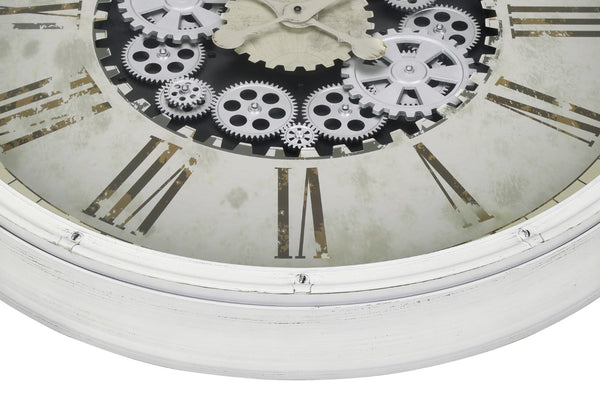 Monarch Specialties Clocks, 30" Round, Gear Mechanism, Large Oversized, Wall Clock, White, Transitional White Plastic,Glass,Metal I 9033