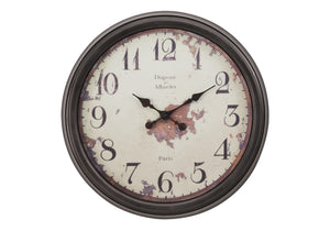 Monarch Specialties Clocks, 20" Round, Wall Clock, Brown, Transitional Brown Plastic,Glass,Metal I 9042