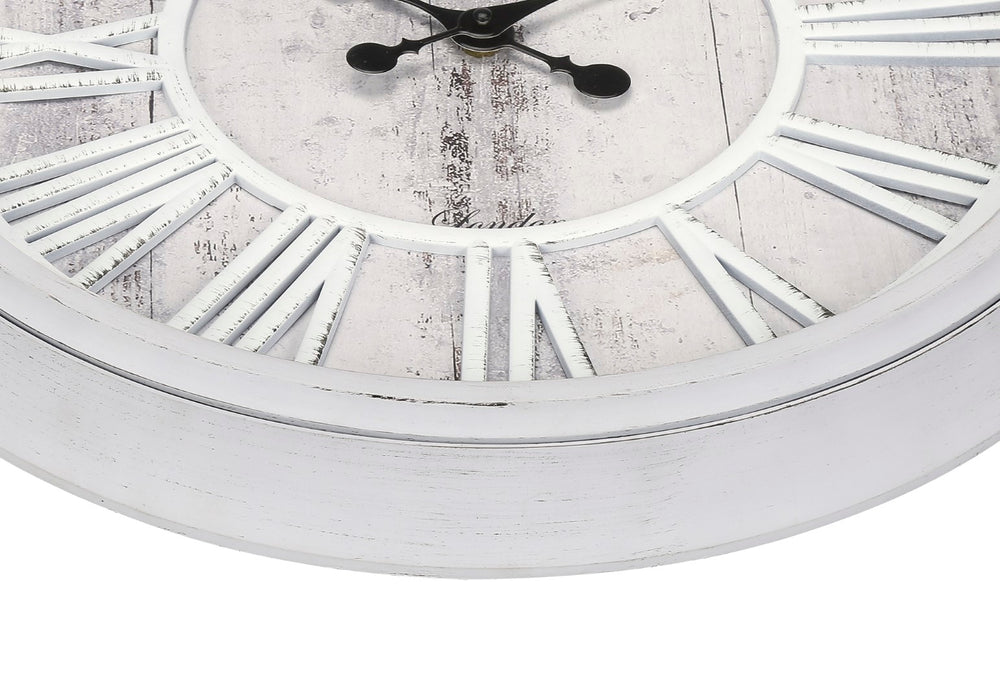 Monarch Specialties Clocks, 20" Round, Wall Clock, Grey, Transitional Grey Plastic,Glass,Metal I 9043