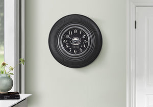Monarch Specialties Clocks, 20" Round, Charcoal Grey, Transitional Grey Plastic,Glass,Metal I 9044