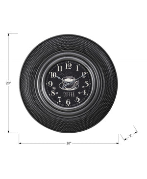 Monarch Specialties Clocks, 20" Round, Charcoal Grey, Transitional Grey Plastic,Glass,Metal I 9044