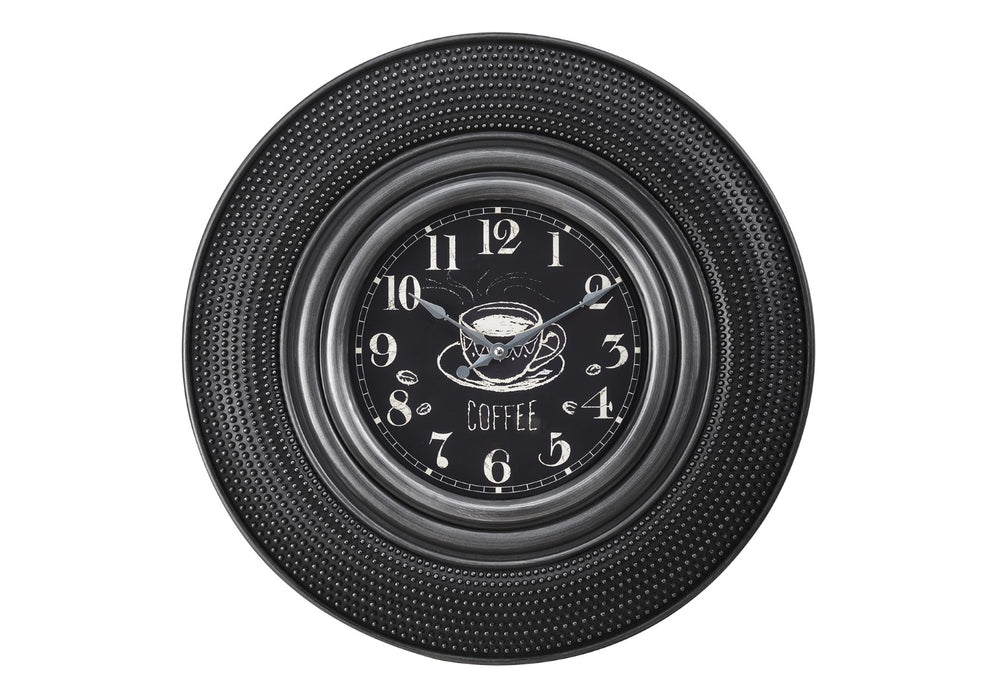 Monarch Specialties Clocks, 20" Round, Charcoal Grey, Transitional Grey Plastic,Glass,Metal I 9044
