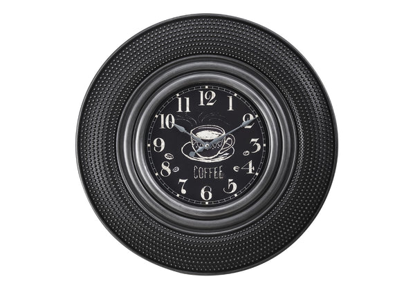 Monarch Specialties Clocks, 20" Round, Charcoal Grey, Transitional Grey Plastic,Glass,Metal I 9044