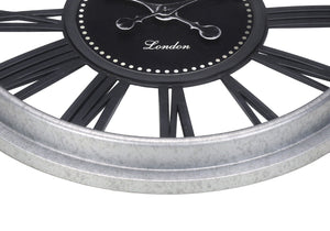 Monarch Specialties Clocks, 20" Round, Wall Clock, Black, Silver, Transitional Black,Silver, Silver Plastic,Glass,Metal I 9056