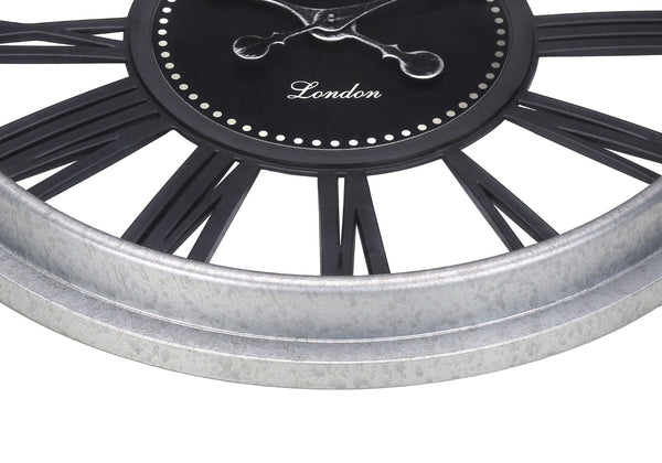 Monarch Specialties Clocks, 20" Round, Wall Clock, Black, Silver, Transitional Black,Silver, Silver Plastic,Glass,Metal I 9056