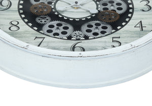 Monarch Specialties Clocks, 20" Round, Gear Mechanism, Wall Clock, Antique White, Transitional White Plastic,Glass,Metal I 9059
