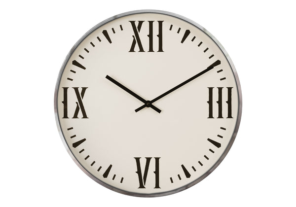 Monarch Specialties Clocks, 20" Round, Wall Clock, Black, White, Modern White Plastic,Glass,Metal I 9060