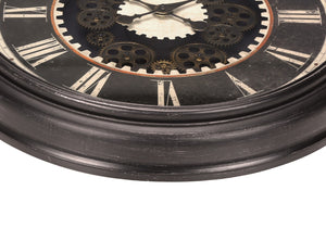 Monarch Specialties Clocks, 23" Round, Gear Mechanism, Wall Clock, Brown, Transitional Brown Plastic,Glass,Metal I 9070