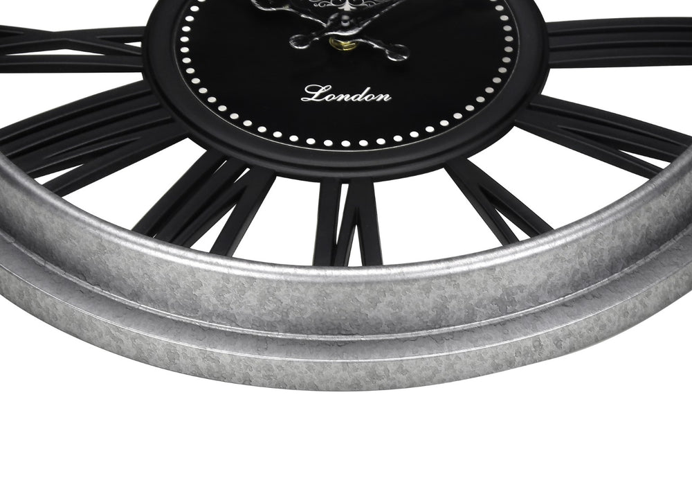 Monarch Specialties Clocks, 16" Round, Wall Clock, Silver, Black, Transitional Black,Silver, Silver Plastic,Glass,Metal I 9086