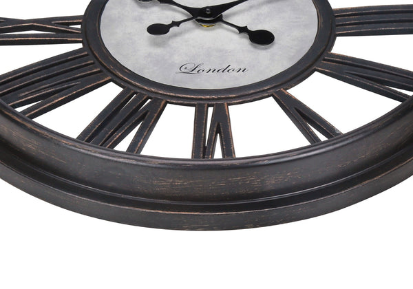 Monarch Specialties Clocks, 18" Round, Wall Clock, Antique Black, Transitional Black Plastic,Glass,Metal I 9093