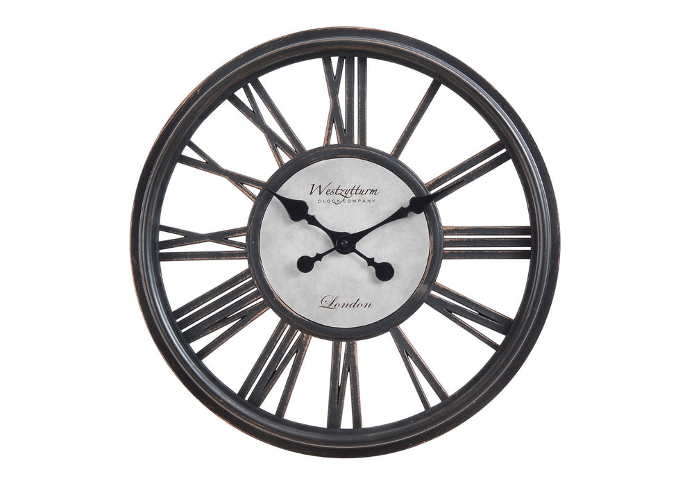 Monarch Specialties Clocks, 18" Round, Wall Clock, Antique Black, Transitional Black Plastic,Glass,Metal I 9093