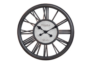 Monarch Specialties Clocks, 18" Round, Wall Clock, Antique Black, Transitional Black Plastic,Glass,Metal I 9093