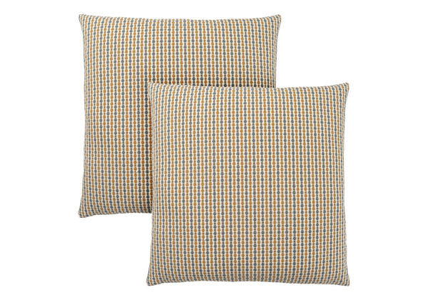 Monarch Specialties Pillows, Set Of 2, 18 X 18 Square, Insert Included, Decorative Throw, Accent, Sofa, Couch, Bedroom, Gold And Grey Hypoallergenic Polyester, Modern Gold,Grey, Grey Polyester I 9235