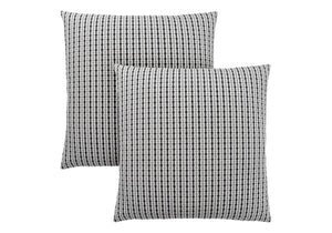 Monarch Specialties Pillows, Set Of 2, 18 X 18 Square, Insert Included, Decorative Throw, Accent, Sofa, Couch, Bedroom, Grey And Black Hypoallergenic Polyester, Modern Grey,Black, Black Polyester I 9237