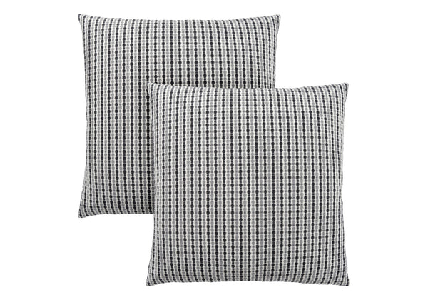 Monarch Specialties Pillows, Set Of 2, 18 X 18 Square, Insert Included, Decorative Throw, Accent, Sofa, Couch, Bedroom, Grey And Black Hypoallergenic Polyester, Modern Grey,Black, Black Polyester I 9237