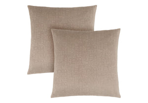 Monarch Specialties Pillows, Set Of 2, 18 X 18 Square, Insert Included, Decorative Throw, Accent, Sofa, Couch, Bedroom, Beige Hypoallergenic Polyester, Modern Taupe Polyester I 9271