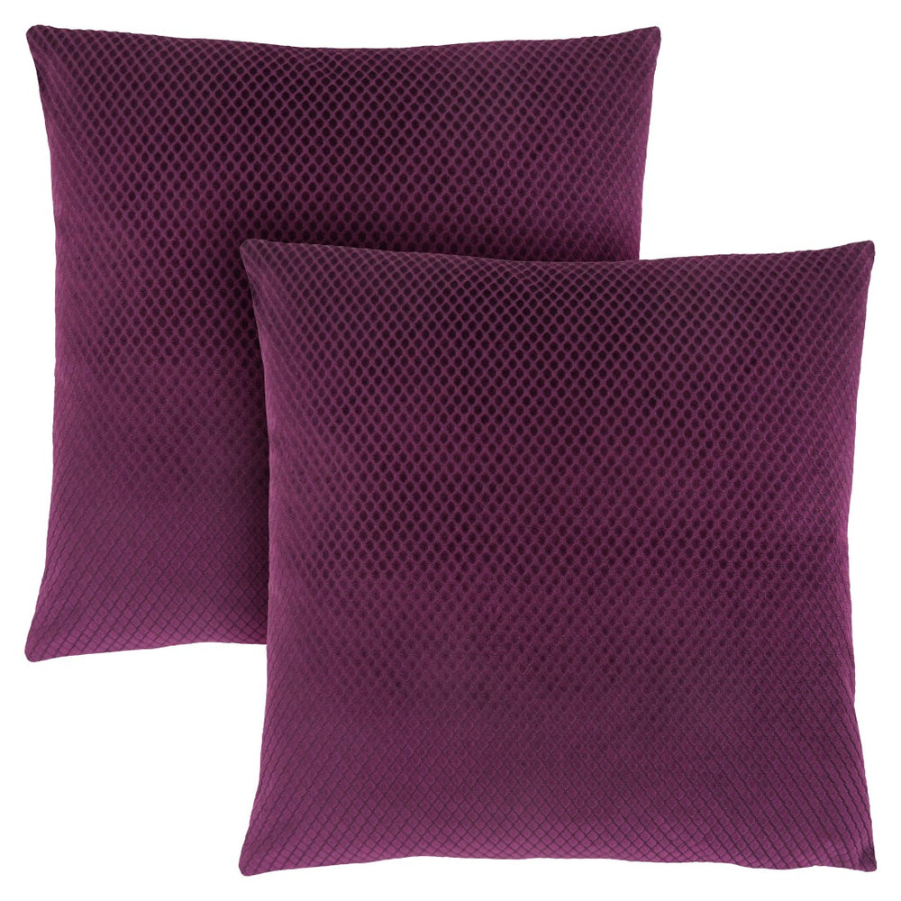 Monarch Specialties Pillows, Set Of 2, 18 X 18 Square, Insert Included, Decorative Throw, Accent, Sofa, Couch, Bedroom, Modern Purple Polyester I 9303