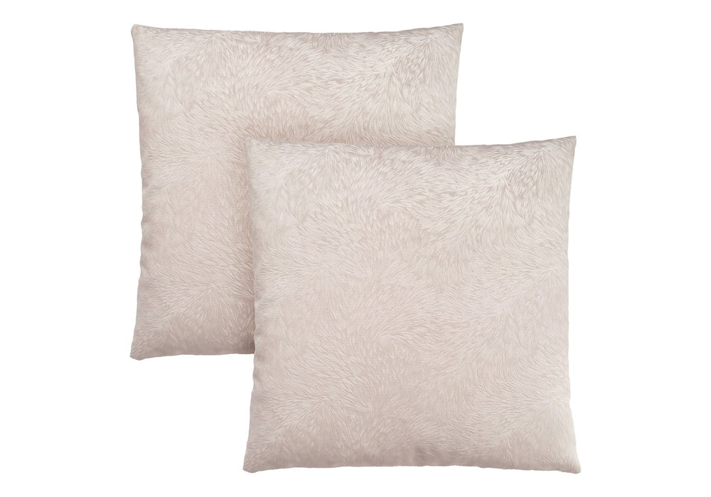 Monarch Specialties Pillows, Set Of 2, 18 X 18 Square, Insert Included, Decorative Throw, Accent, Sofa, Couch, Bedroom, Beige Hypoallergenic Polyester, Modern Light Taupe Polyester I 9319