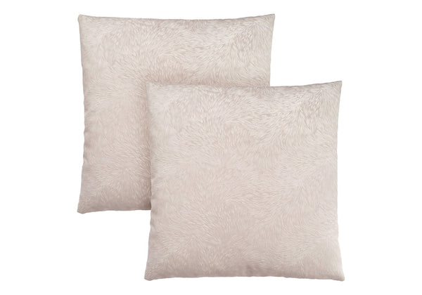 Monarch Specialties Pillows, Set Of 2, 18 X 18 Square, Insert Included, Decorative Throw, Accent, Sofa, Couch, Bedroom, Beige Hypoallergenic Polyester, Modern Light Taupe Polyester I 9319