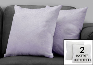 Monarch Specialties Pillows, Set Of 2, 18 X 18 Square, Insert Included, Decorative Throw, Accent, Sofa, Couch, Bedroom, Purple Hypoallergenic Polyester, Modern Purple Polyester I 9325