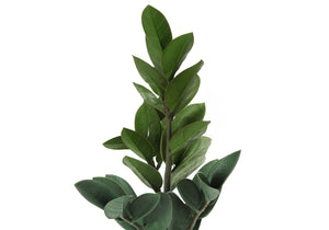 Monarch Specialties Artificial Plant, 20" Tall, Zz, Indoor, Faux, Fake, Table, Greenery, Potted, Real Touch, Decorative, Green Leaves, Grey Cement Pot Green,White, White Plastic,Cement,Foam,Metal I 9500