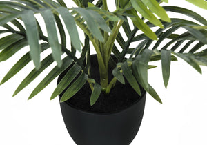 Monarch Specialties Artificial Plant, 20" Tall, Palm, Indoor, Faux, Fake, Table, Greenery, Potted, Real Touch, Decorative, Green Leaves, Black Pot Green,Black, Black Plastic,Cement,Foam,Metal I 9501