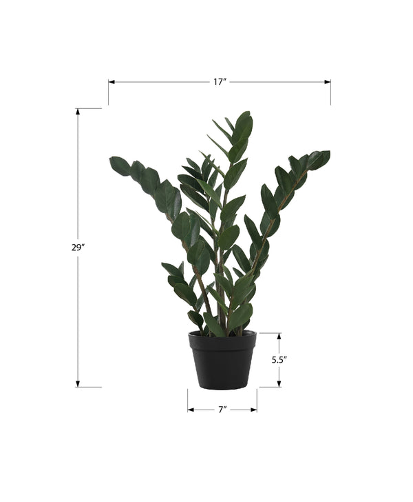 Monarch Specialties Artificial Plant, 29" Tall, Zz Tree, Indoor, Faux, Fake, Floor, Greenery, Potted, Real Touch, Decorative, Green Leaves, Black Pot Green,Black, Black Plastic,Cement,Foam,Metal I 9506