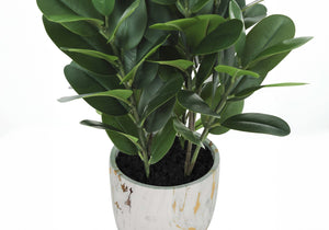 Monarch Specialties Artificial Plant, 31" Tall, Garcinia Tree, Indoor, Faux, Fake, Floor, Greenery, Potted, Real Touch, Decorative, Green Leaves, White Cement Pot Green,White, White Plastic,Cement,Ceramic,Foam,Metal I 9507