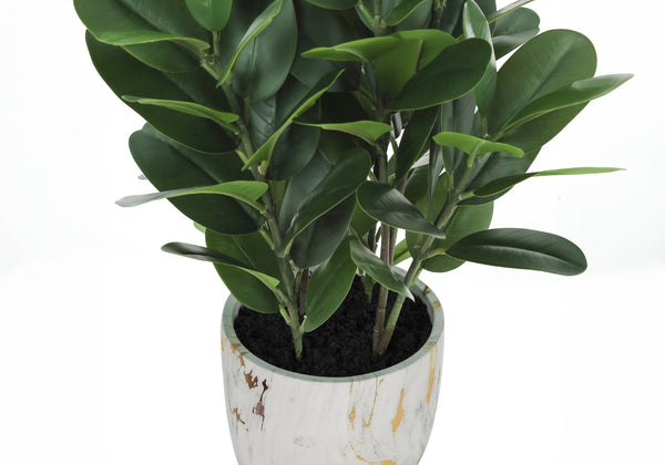 Monarch Specialties Artificial Plant, 31" Tall, Garcinia Tree, Indoor, Faux, Fake, Floor, Greenery, Potted, Real Touch, Decorative, Green Leaves, White Cement Pot Green,White, White Plastic,Cement,Ceramic,Foam,Metal I 9507
