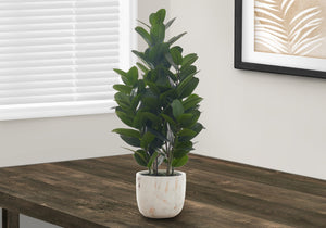 Monarch Specialties Artificial Plant, 31" Tall, Garcinia Tree, Indoor, Faux, Fake, Floor, Greenery, Potted, Real Touch, Decorative, Green Leaves, White Cement Pot Green,White, White Plastic,Cement,Ceramic,Foam,Metal I 9507