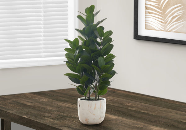 Monarch Specialties Artificial Plant, 31" Tall, Garcinia Tree, Indoor, Faux, Fake, Floor, Greenery, Potted, Real Touch, Decorative, Green Leaves, White Cement Pot Green,White, White Plastic,Cement,Ceramic,Foam,Metal I 9507