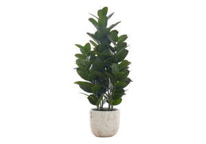 Monarch Specialties Artificial Plant, 31" Tall, Garcinia Tree, Indoor, Faux, Fake, Floor, Greenery, Potted, Real Touch, Decorative, Green Leaves, White Cement Pot Green,White, White Plastic,Cement,Ceramic,Foam,Metal I 9507