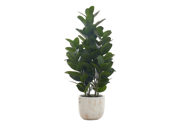 Monarch Specialties Artificial Plant, 31" Tall, Garcinia Tree, Indoor, Faux, Fake, Floor, Greenery, Potted, Real Touch, Decorative, Green Leaves, White Cement Pot Green,White, White Plastic,Cement,Ceramic,Foam,Metal I 9507