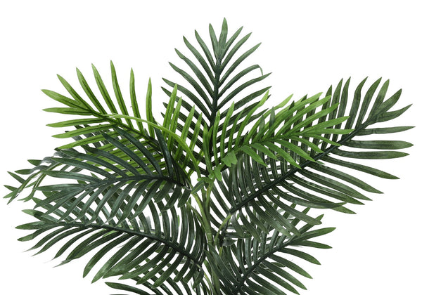 Monarch Specialties Artificial Plant, 28" Tall, Palm Tree, Indoor, Faux, Fake, Floor, Greenery, Potted, Real Touch, Decorative, Green Leaves, White Pot Green,White, White Plastic,Cement,Foam,Metal I 9508