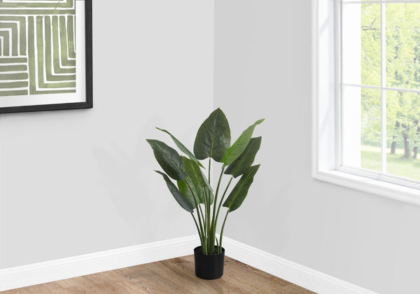 Monarch Specialties Artificial Plant, 37" Tall, Aureum Tree, Indoor, Faux, Fake, Floor, Greenery, Potted, Real Touch, Decorative, Green Leaves, Black Pot Green,Black, Black Plastic,Cement,Foam,Metal I 9509
